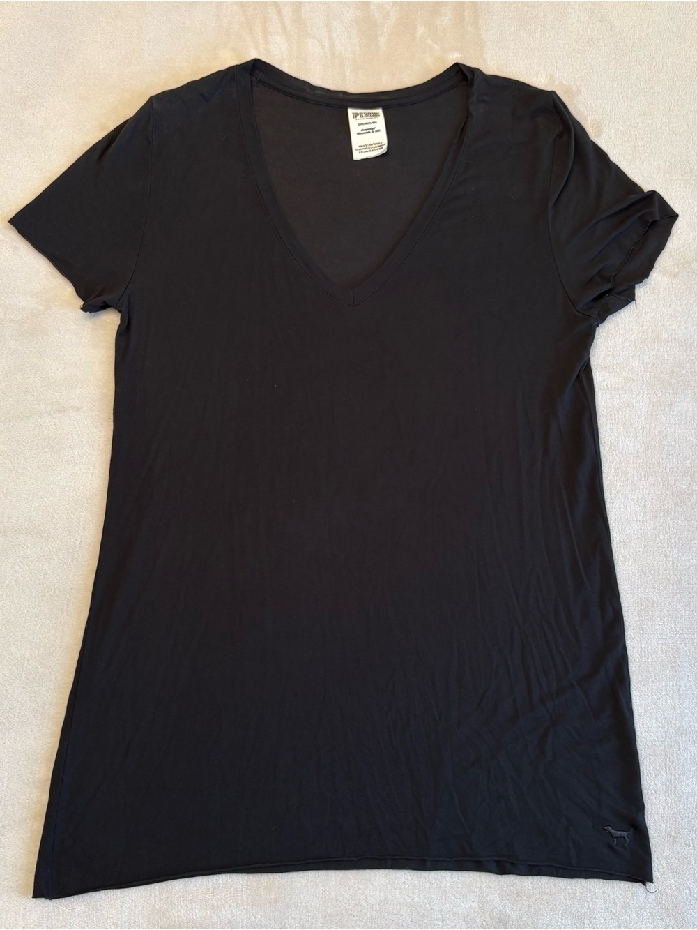 PINK Victoria's Secret Black V-Neck Short Sleeve Tee